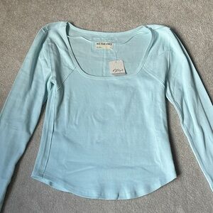 Free People Light Blue Long Sleeve Top